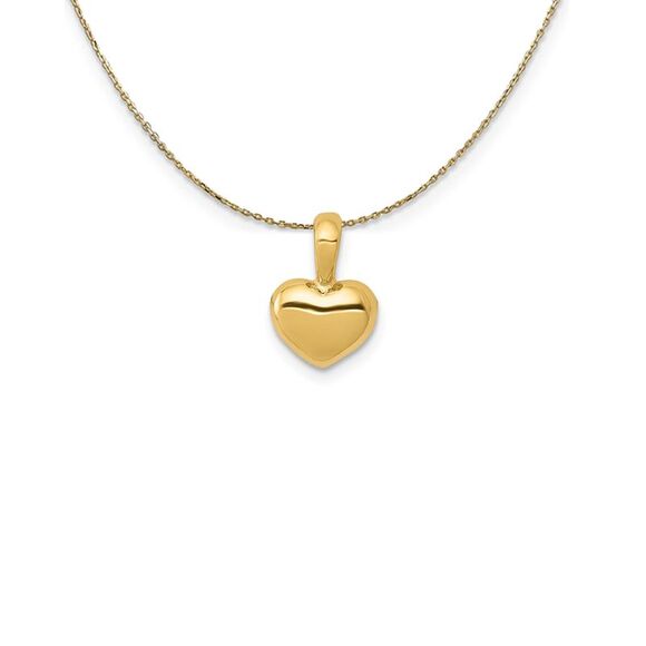 14k Yellow Gold Puffed Heart (6mm) Necklace - 24 Inch